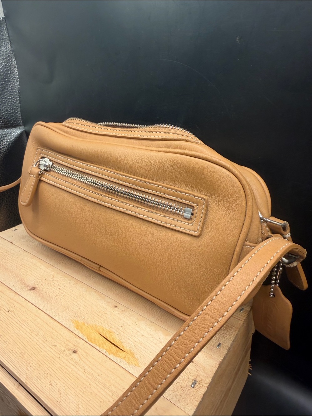 Vintage Coach M2P-9589 Tan Glove Tanned Leather Crossbody Shoulder Bag USA Era - Picture 7 of 9